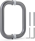 Ranbo Electroplating Grey 6" （CTC） Tubular Back-to-Back Shower Door Handle，Heavy-Duty 1.0mm Thick 304 Stainless Steel, for 1/4"- 1/2" Thick Glass and 1-3/8" - 2-1/6" Thick Wooden or Metal Doors