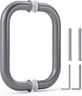 Ranbo Electroplating Grey 8" （CTC） Tubular Back-to-Back Shower Door Handle，Heavy-Duty 1.0mm Thick 304 Stainless Steel, for 1/4"- 1/2" Thick Glass and 1-3/8" - 2-1/6" Thick Wooden or Metal Doors