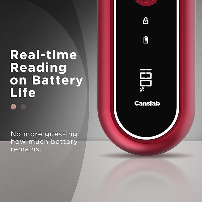 Canslab Turbo - Auto Shut Off Rechargeable Electric Can Openers - LED Battery Display USB Automatic Can Openerfor Kitchen for Seniors with Arthritis - One Touch Side Cut Can Opener Smooth Edge, Red