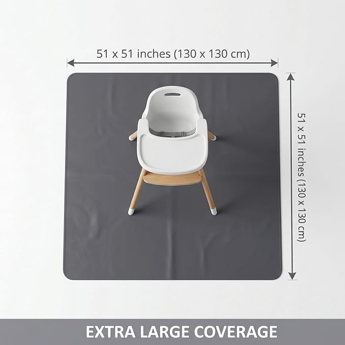 Splat Mat for Under High Chair/Arts/Crafts, WOMUMON Washable Spill Mat Waterproof Anti-Slip Floor Protector Splash Mat, Messy Mat and Table Cloth