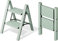 Mayi Plus 2 Step Ladder,Aluminum Folding Step Stool for Adults,Step Ladder with Wide Anti-Slip Pedal,330 lbs Capacity for Home,Office,Kitchen,Library(Green)