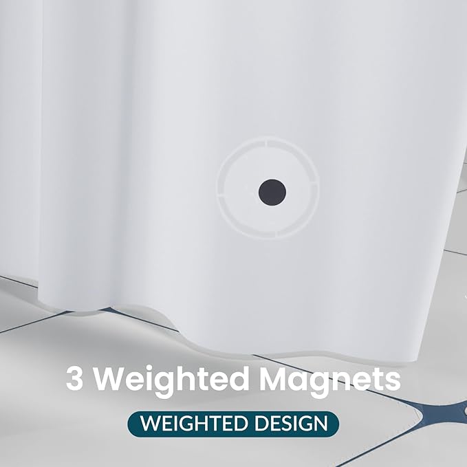 Titanker White Shower Curtain Liner, 60 x 72 PEVA Shower Liner Inside Shower Curtain Liner Washable Shower Curtains for Bathroom with Magnets and Rustproof Metal Grommet Holes