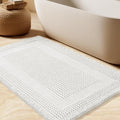 Upgrade Waffle Bath Mat, Boho Bathroom Rugs Absorbent Non Slip, Ultra Soft Bathroom Mat, Machine Washable Knit Bath Rugs with Tassels for Bathroom, Bedroom, Kitchen, Shower, Tub, 32"x20", White