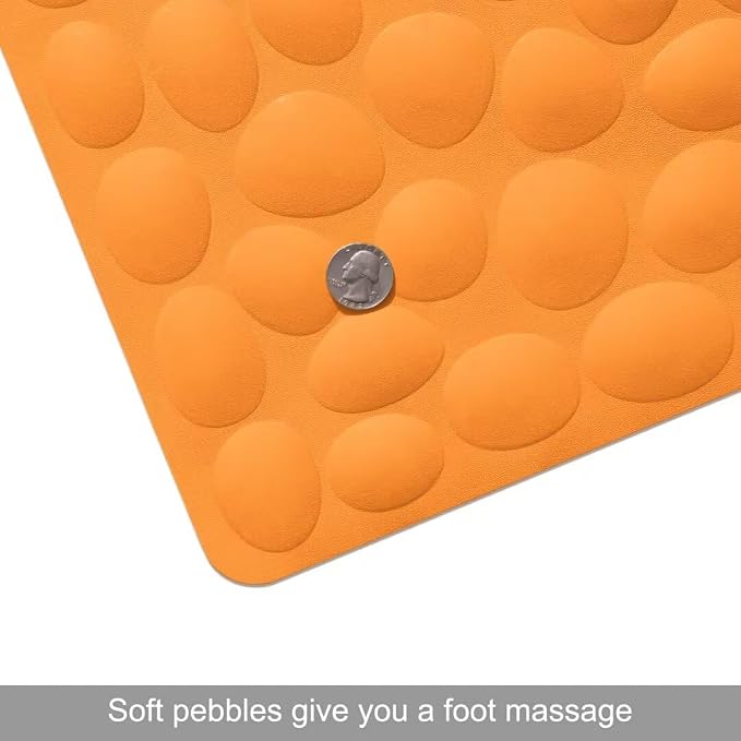 Non-Slip Bathtub Mat OTHWAY Soft Rubber Bathroom Bathmat with Strong Suction Cups (Orange, 16x31.5 inch)