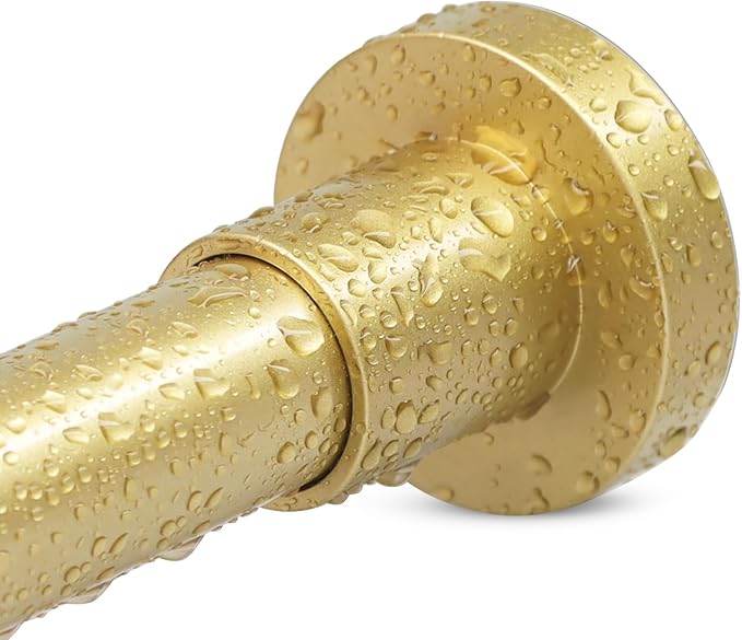 YNL Gold Shower Curtain Rod 32-64 Inch(2.7-5.33ft), Non-Slip, Never Rust, Stainless Steel No Drill Spring Tension Shower Rod, Adjustable Curtain Rod for Small Window Doorway Closet