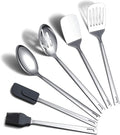 Cooking Spoon, Berglander 6 Pieces Spatula Set Stainless Steel, Metal Spatula, Serving Spoon, Kitchen Tools Set Non-Stick And Heat Resistant, Dishwasher Safe, Easy to Clean (6 Packs)