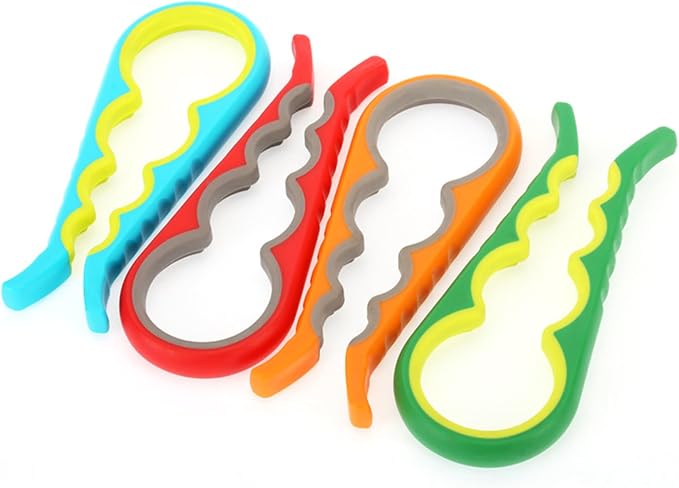 Multi-Color Bottle Opener and Can Opener for Weak Hands, Elderly Arthritis, Elderly, Jar Lid Opener with Rubber Pad for Jar Opener and Corkscrew Opener (red and gray)