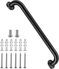 Black Grab Bar 16 Inch, iHansee Anti-Slip Bathroom Grab Bar w/Knurled Grip, Stainless Steel Safety Handrail for Toilet, Bathtub, Shower for Senior Elderly, Wall Mounted Matte Black Handicap Bars