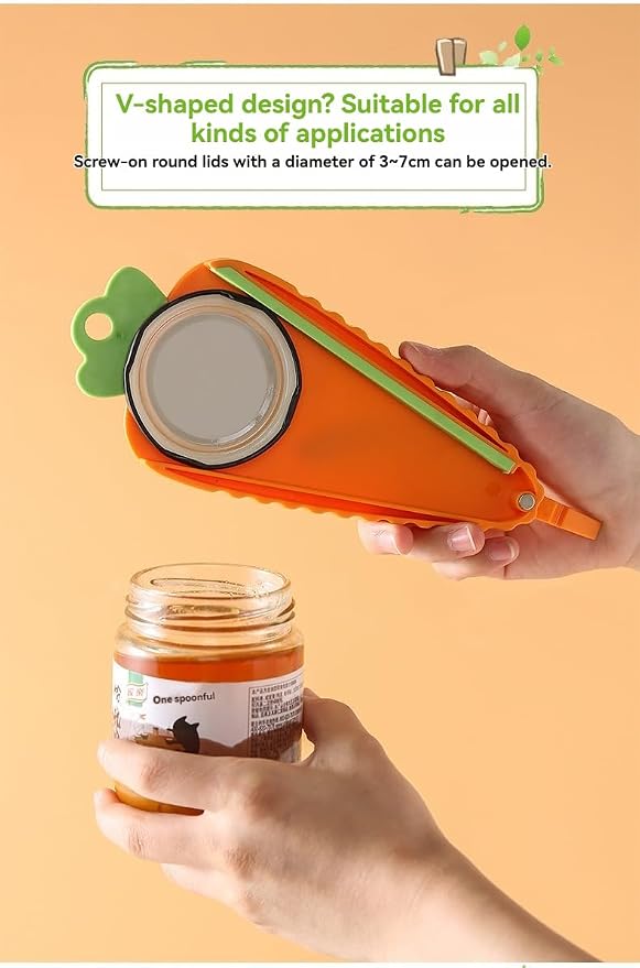 Ergonomic Stainless Steel Bottle and Jar Opener with Anti-Slip Silicone Grip | CE Certified | Opens 60% Faster | Must-Have Kitchen Tool | Amazon Top 100 Design (Carrot)