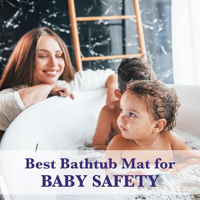 Epica Non Slip Bathtub Mat | Real Rubber Bath Mat for Tub, Shower, Baby Safety, Kids, Pet Dog, Soft No-Slip Nonskid, 16” x 28