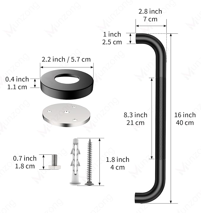 16 Inch Anti Slip Grab Bar for Shower, Munzong Oil Rubbed Black Bathroom Grab Bar, Knurled Handicap Balance Bar,Safety Hand Rail Support Elderly Senior