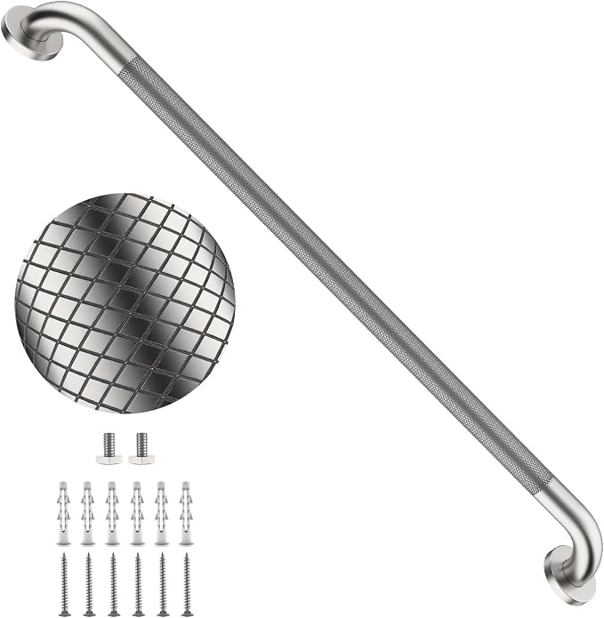 36 Inch Brushed Nickel Grab Bars for Shower with Anti-Slip Knurled Grip,YuanDe Stainless Steel Bathroom Grab Bars, Shower Handrail Support, Handicap Elderly Balance Assist Handles