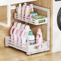 1 Pack Under Sink Organizer,Pull Out Cabinet Organizer With Smooth Cylindrical Rail,Metal Slide Out Drawer for Kitchen Bathroom Laundry Cabinet,8-Level Tool Free Height Adjustable-White