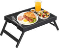 Artmeer Bed Tray Table with Folding Legs,Bamboo Breakfast in Bed for TV Table, Laptop Computer Tray,Eating,Snack Tray(Black) Large Size