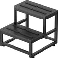 LIANTRAL 2 Step Stool for Adults Kids, Heavy Duty Sturdy Steel Frame with Wooden Steps, Bedside Foot Stool with 500lbs Load Capacity, Non-Slip Step Stool for High Bed, Kitchen, RV Step - Black