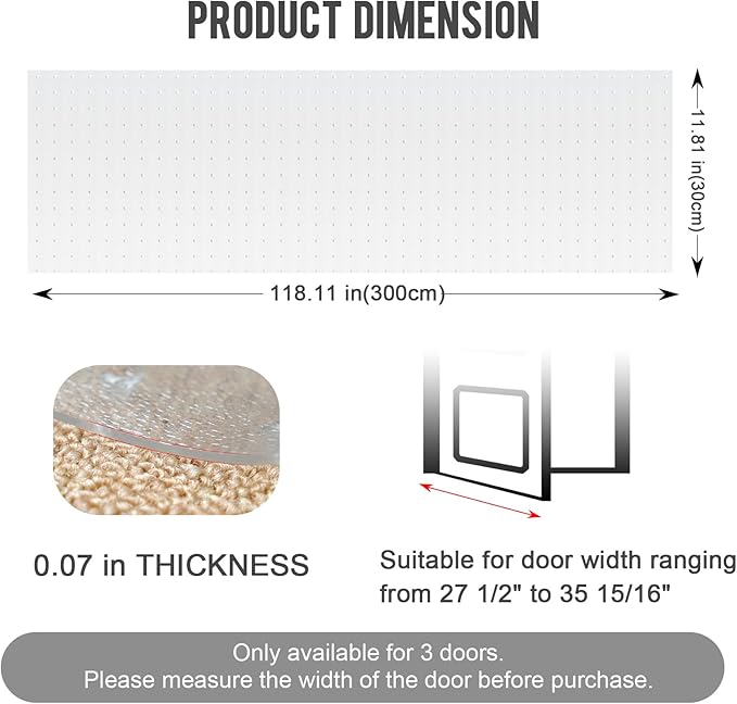 Uross Carpet Protector for Pets 9.84FT - Anti-Scratch Mat for Doorway, Under Door Floor Protector, Cat Scratch Stopper