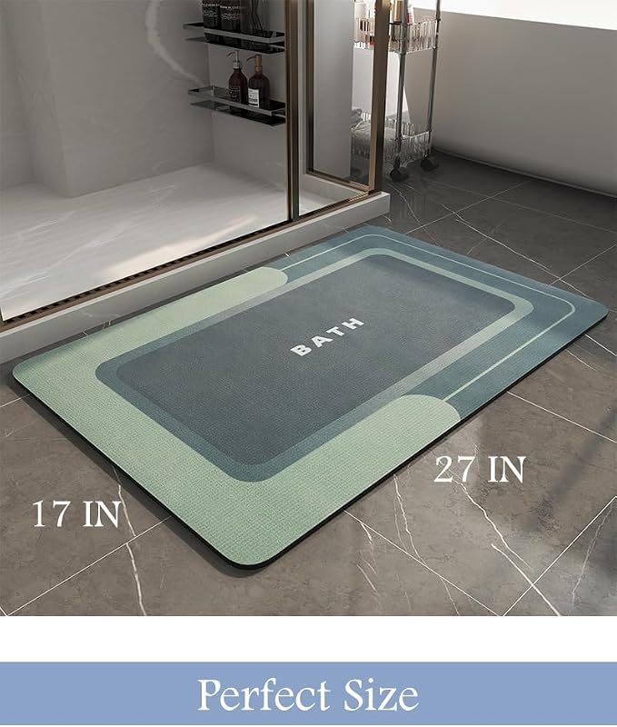 MontVoo-Bath Mat-Bath Rug Non Slip Super Absorbent Stain Resistant Quick Dry Thin Bathroom Rug-Bath Mats for Bathroom Floor Bathtub Vanity-Bathmat Bath Rug Easy Care 17"x27" Green