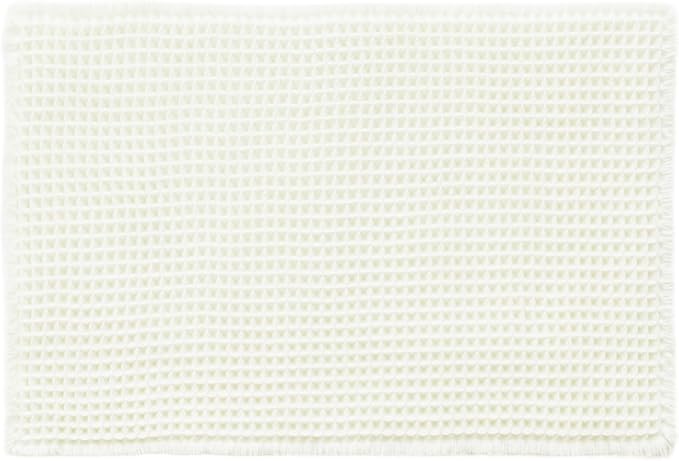 TYUU Cream White Bathroom Rugs, Waffle Bath Mat Non Slip Washable Super Absorbent Quick Dry Boho Farmhouse Bathroom Decor, 36"x24" Cream White
