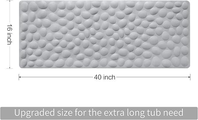 Non-Slip Bathtub Mat OTHWAY Soft Rubber Bathroom Bathmat with Strong Suction Cups (Grey)