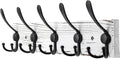 Kuhome Coat Rack Wall Mount Wooden Hat Rack for Wall Hooks Pine Real Wood Plank 16.9" White Coat Hanger with 5 Black Triple Hooks for Hanging Coat Hat Jacket