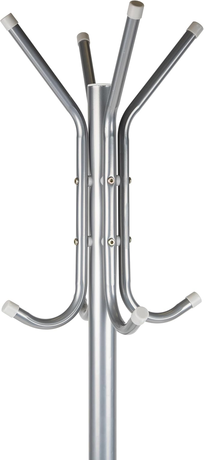 Mind Reader Freestanding Coat Rack, Multi-Tier Organizer for Office and Entryway, Metal, Silver