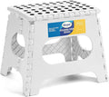 Korpai 11" Folding Step Stool for Adults and Kids Holds Up to 300 lbs,Non-Slip Folding Stools with Portable Handle, Compact Plastic Foldable Step Stool for Bathroom,Bedroom, Kitchen,White,1PC