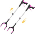 Telescopic Grabber Reacher Tool, 5-Level Adjustable Length (23'' to 41'') - Trash Claw Gripper, Pickup Stick for Litter Picking, Yard Work, and Seniors (Pink-2PC)