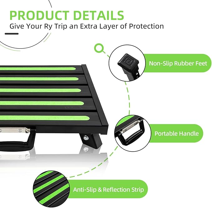 19”×14.5” Large RV Steps with Glow in The Dark Tapes Adjustable RV Step Stool Aluminum RV Step Supports Up to 1500 lbs