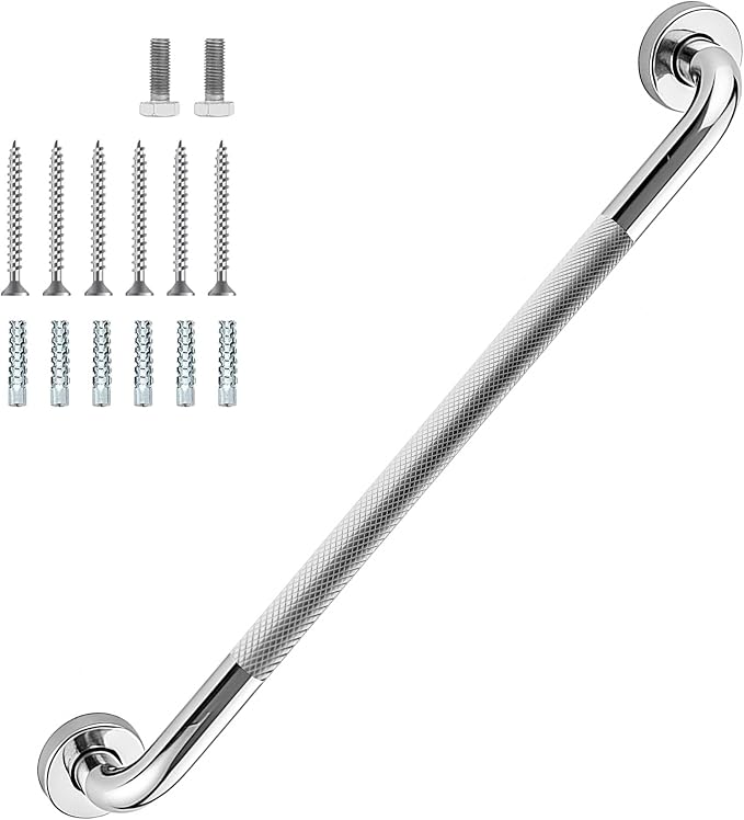 36 Inch Shower Grab Bar 1.25" Dia, Chrome Anti Slip Bathroom Grab Bar, 304 Stainless Steel Knurled Handicap Grab Bars, Safety Support Handrail, Assist Bath Shower Handle for Elderly Injury Senior