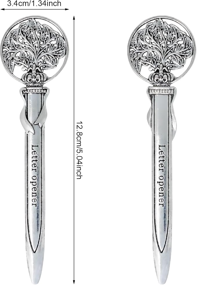 Honbay 2PCS Antique Letter Opener Knife Letter Opening Tool Zinc Alloy Envelope Slitter Metal Envelope Opener Sword Envelope Open Tool Mail Opener for School Home Office Mail Supplies (Silver)