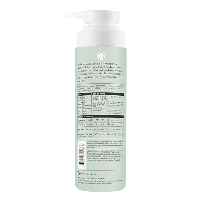 Naturium The Perfector Salicylic Acid Body Wash, Gentle & Smoothing Cleanser, 16.9 oz