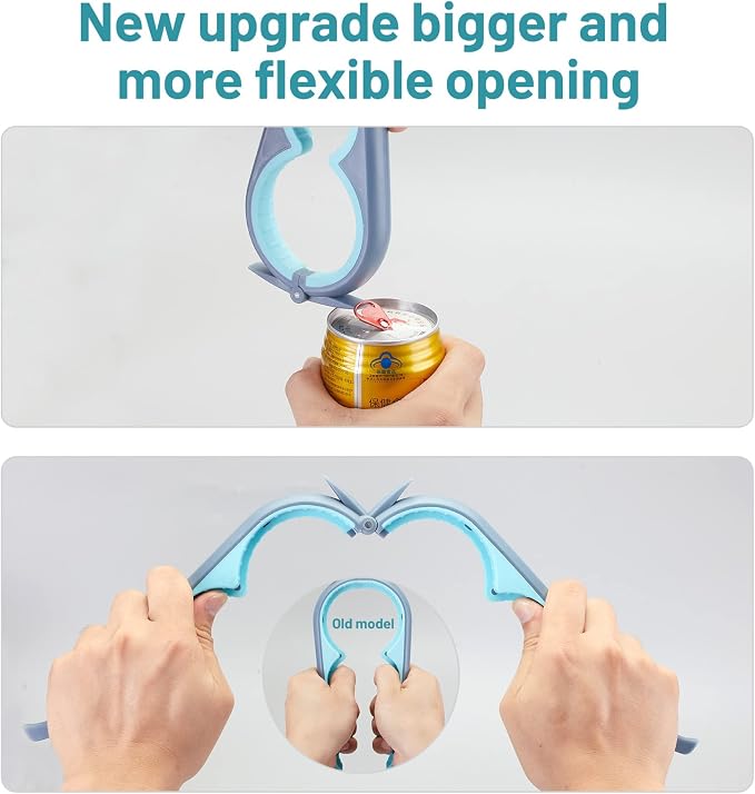 Jar Bottle Opener for Weak Hands,4 &5 in 1 Multi Function Non-Slip Can Lid Opener Tools with Silicone Jar Gripper Pad,Suitable for Seniors,Children and Arthritic Hands (Light Blue)