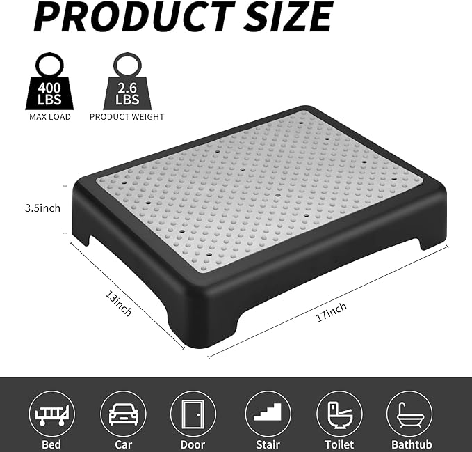 Fotree Step Stool, Indoor Outdoor Non-Slip Platform Step Stools for Adults ＆ Elderly Senior, Portable Anti-Fall Safety Step Platform, Large Size 3.5 Inch High Rise Stairs