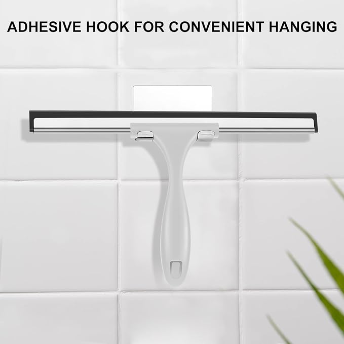 SetSail Shower Squeegee for Glass Doors All-Purpose Squeegee for Shower Glass Door Heavy Duty Window Squeegee with Hook for Car Window Cleaning 12 Inches, Grey