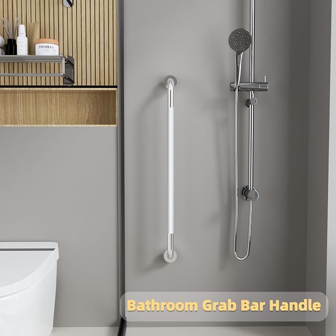 32 Inch Shower Grab Bar, Bathroom Grab Bar Handle with Anti-Slip Knurled Grip, Stainless Steel Bath Balance Bar, 1.25" Diameter Bath Safety Bar Support for Seniors Elderly Pregnant, Brushed Nickel