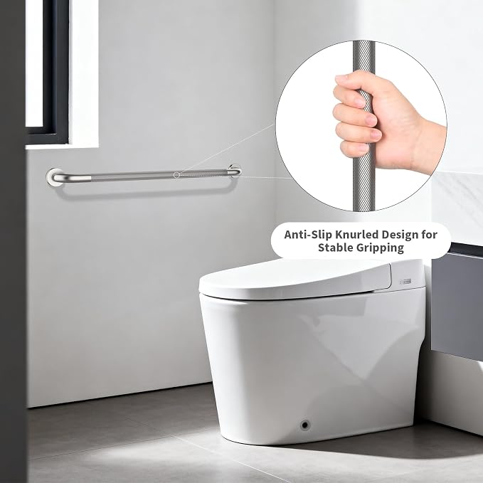 Shower Grab Bar 40 Inch, iHansee Brushed Nickel Bathroom Grab Bar w/Anti-Slip Knurled Grip, Stainless Steel Bath Safety Bars Support Handrail for Senior Elderly, Toilet Bathtub Balance Handle for Wall