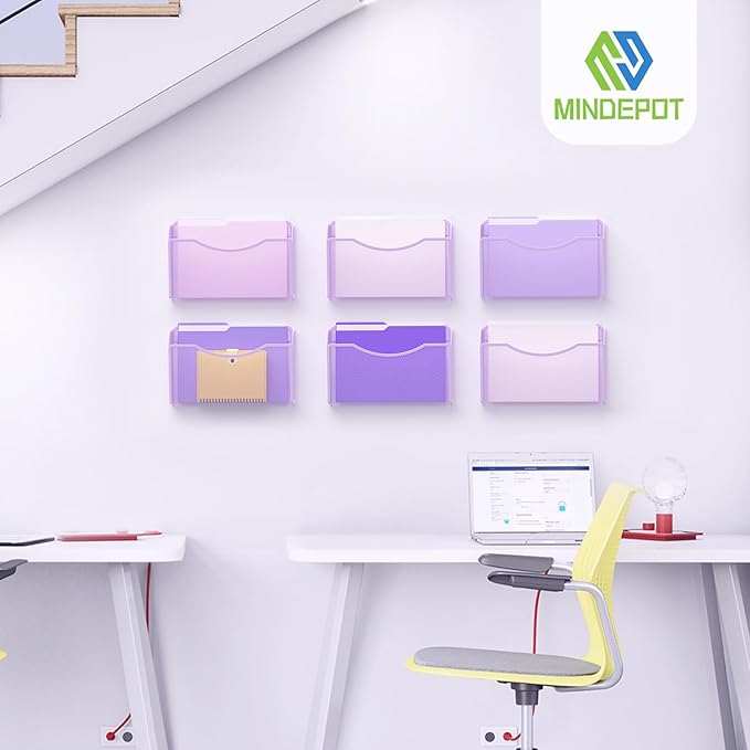 MINDEPOT Wall File Organizer,Hanging Wall Mounted File Folder Binder Holder Mail Organizer for Office,Home and School Supplies