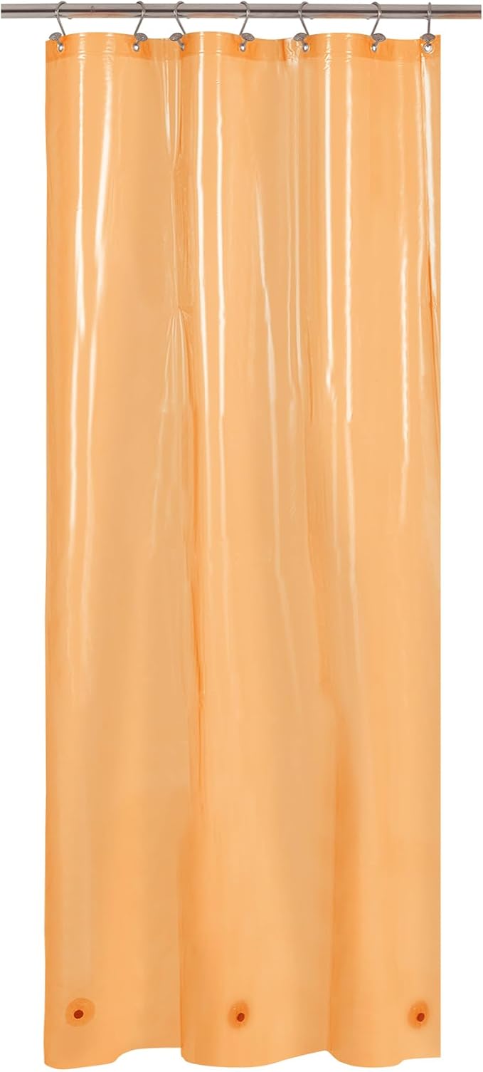 Barossa Design Clear Orange Stall Shower Curtain Liner 36" W x 72" H - Waterproof Lightweight PEVA Plastic Narrow Shower Liner for Small Bathroom,3 Bottom Magnets & Metal Grommets - Clear Orange