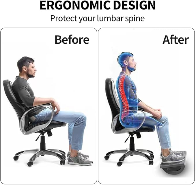 CasaZenith Foot Rest for Under Desk at Work - Ergonomic Foot Stools for Under Office Desk - Rocking Footrest with Roller Massager - Leg Rest for Chair, Computer Gaming -13" L x 9.6" W x 5" H (Gray)