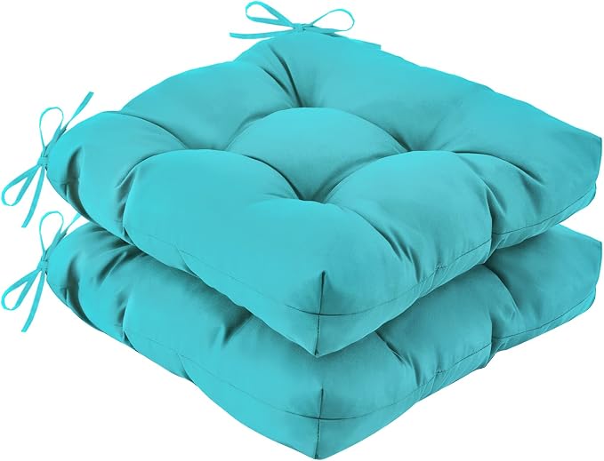 IASEAHK Outdoor Chair Cushions Set of 2, 19" x 19" x 5", Waterproof Outdoor Seat Cushions for Patio Furniture, Fade-Resistant Patio Chair Cushion, Dining Wicker Chair Pads for Porch Garden, Teal