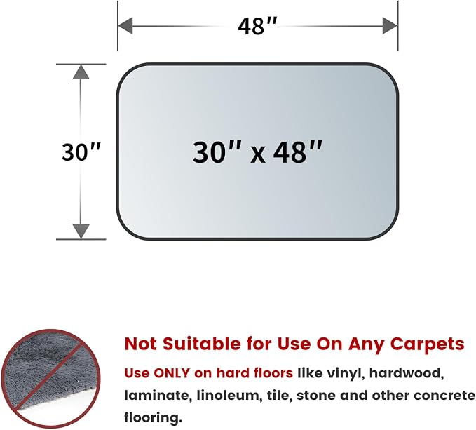 Yecaye Office Chair Mat for Hardwood Floor, 30" x 48" Clear Computer Desk Chair Mat, PVC Heavy Duty Floor Protector for Rolling Chairs, 1.7mm Thick Chair Mat (Transparent, 30" x 48" x0.07'')