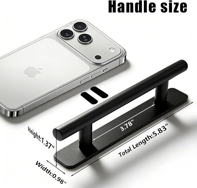 Self-Adhesive Shower Door Handle 6 Inch Black Matte，Glass Shower Door Handle，Widely Used in Bathroom Glass Doors, Wooden Doors, etc.
