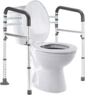 Lianjindun Toilet Safety Rails (350 lb), Adjustable Toilet Frame for Elderly, Seniors, Handicap & Disabled, Foldable Handicap Toilet Handles Fit Any Toilets (Gray)