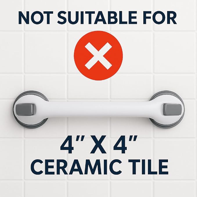 Grab Bars for Bathtubs and Showers, Shower Grab Bars for Seniors, Shower Handles for Elderly Suction, Safety Bars for Showers and Walls (16 Inches - 2PK), Gray, CIV_SGB_2SC_16.5IN_2PK