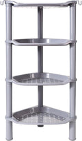 4 Tier Shower Caddy Corner,Plastic Shower Shelf Organizer for Inside Bathroom, Bathtub, Shower Pan, 13.5 x 10 x 33.5 Inches,Grey(Round Slot Grey 4 Tier)