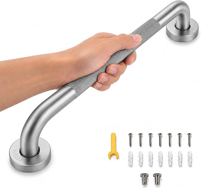 16 Inch Grab Bars for Shower, Brushed Nickel Anti Slip Grab Bar for Bathtubs Showers Toilet, Stainless Steel Safety Shower Grab Bar,Wall Mounted Shower Handle Handicap Bars for Senior Elderly