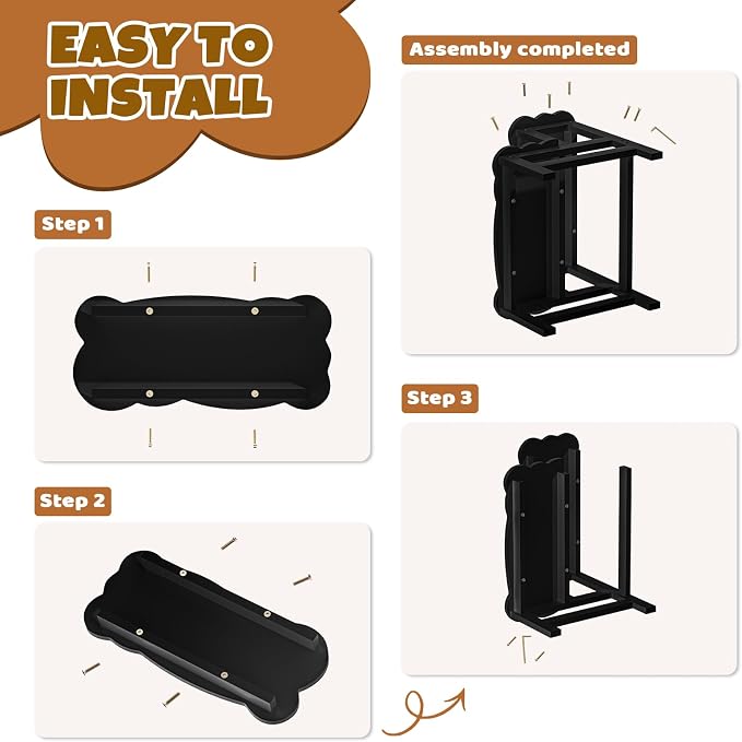 COSYLAND Step Stool for Toddlers - Two Step Stools Toddler 300 lbs Capacity with Safety Non-Slip Design, Natural Step Stool for Bathroom, Kitchen Dual Height Step Stools for Kids Black