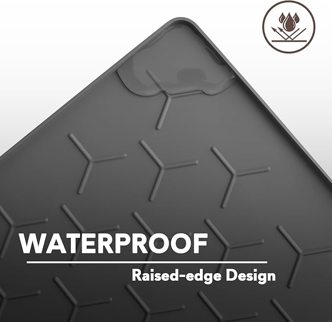 Garoopion Cat Litter Box Mat, Silicone Kitty Litter Mat, 24" X 16" Waterproof Silicone Pad for Floor, Dark Gray