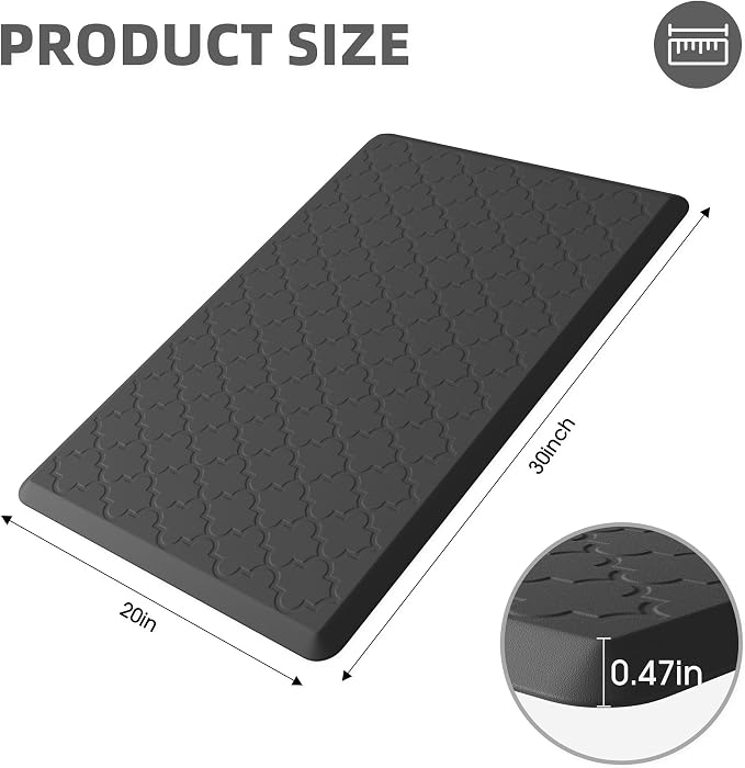 Kitchen Mats for Floor - Anti Fatigue Mats for Kitchen Floor - Non Slip Cushioned Rugs for Standing, Office, Sink, Laundry, Black