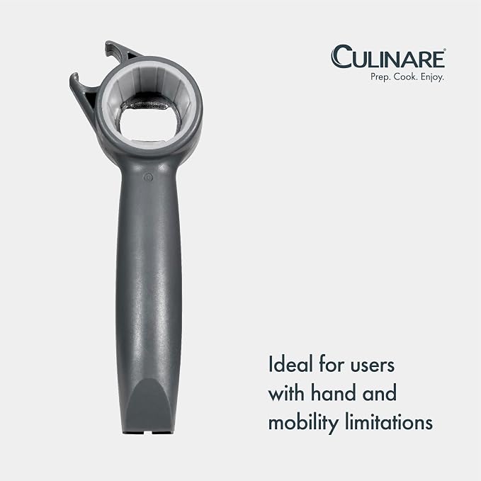 Culinare 5-in-1 Opener – Multi-Function Tool for Opening Jars, Cans, Bottles, Ring Pulls & Twist Caps – Ergonomic Handle for Comfort & Control – Dishwasher Safe, Grey – Ideal for All Kitchen Tasks